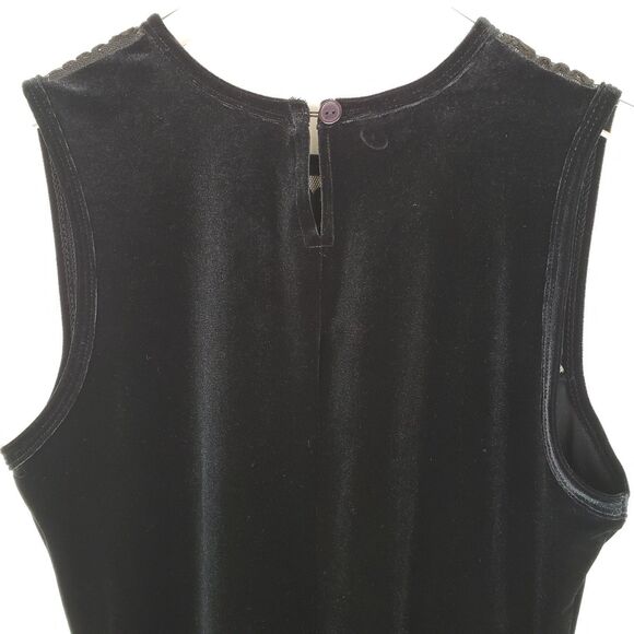 Velvet Sleeveless Womens top Petite S Black Sheer Lace dark Coquette Romantic - Picture 4 of 11